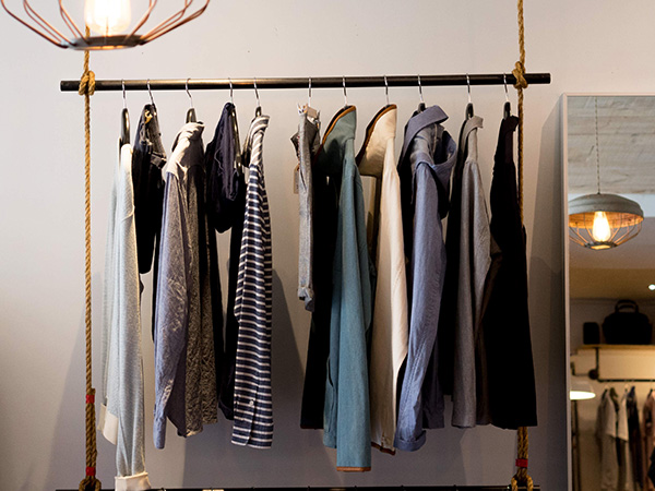 Image of clothes hanging at editorial fashion shoot